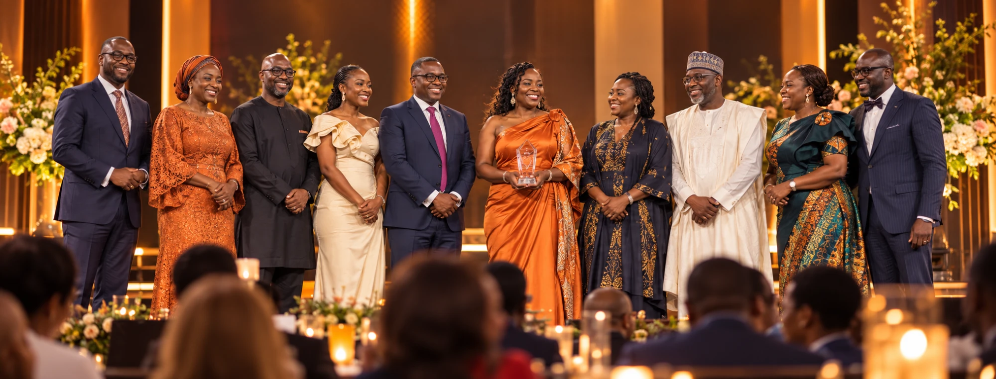 Education leaders together on stage at an awards evening