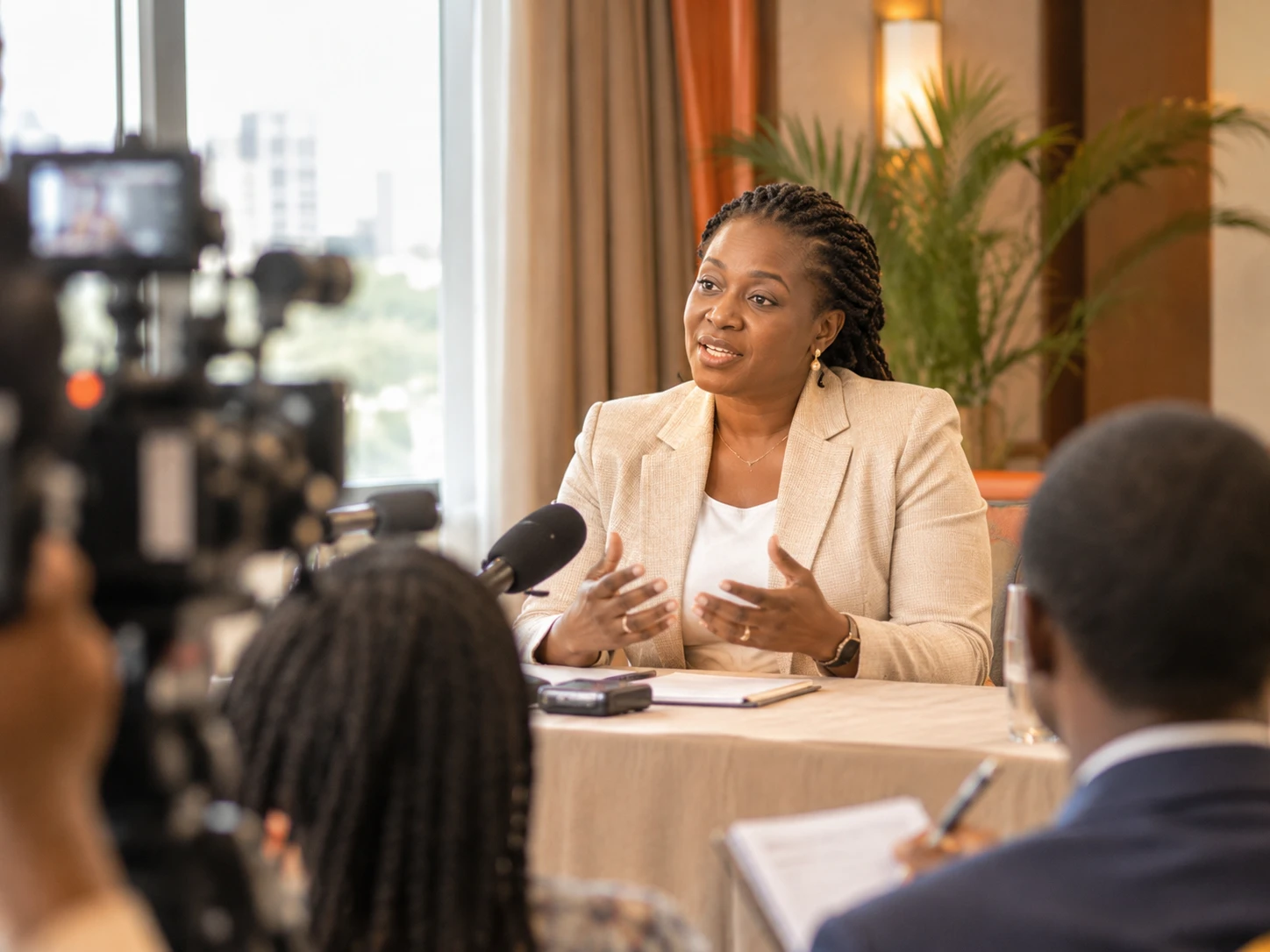 An education leader speaking at a press briefing