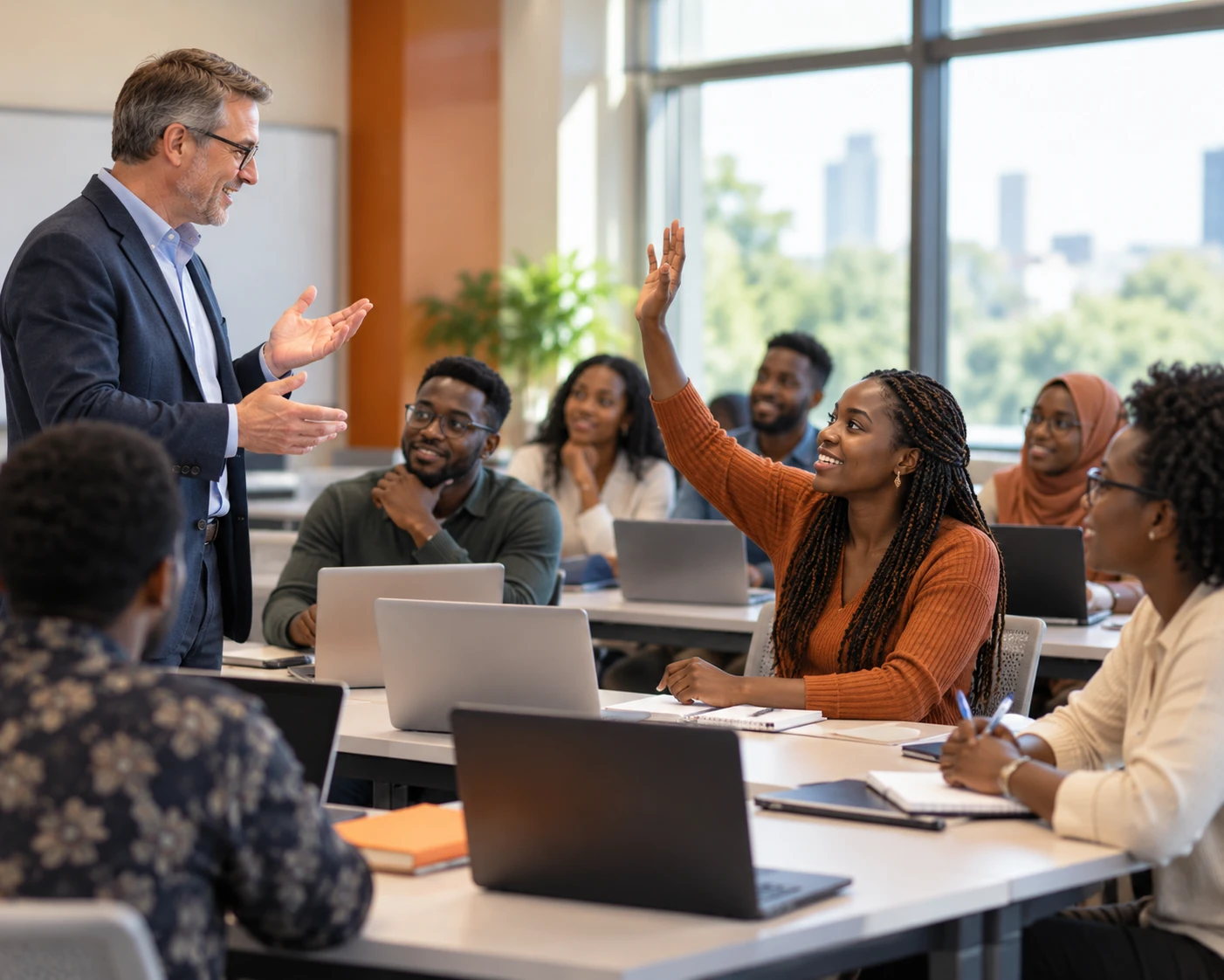 An international lecturer teaching African postgraduate students